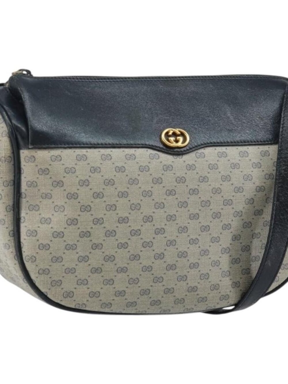 Authentic GUCCI Micro GG Supreme Shoulder Bag PVC Navy Gold 001 115 0918 - Picture 1 of 16